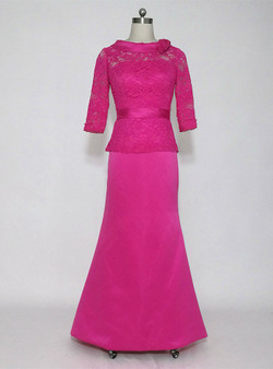 Modern  Long High Neck 3/4 Sleeves Mother of the Bride Dresses Formal Dresses