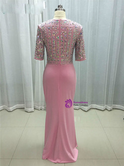 Plus Size Luxurious Long Boat Neck Mother Of The Bride Dresses