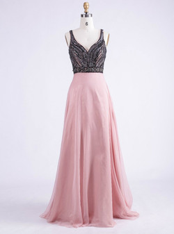 2017 New Arrival Sweetheart Spaghetti A-line Open Back Chiffon Beading Prom Party Dress