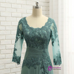 Chic Plus Size Green 2017 Mother Of The Bride Dresses A-line V-neck Chiffon Lace Wedding Party Dress