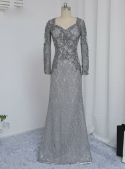 Stylish Plus Size Gray 2017 Mother Of The Bride Dresses Mermaid V-neck