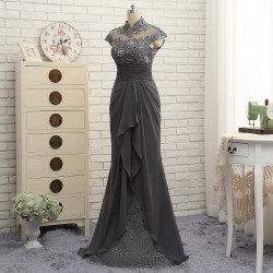 Gorgeous Plus Size Gray 2017 Mother Of The Bride Dresses Mermaid Cap Sleeves