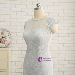 Impressive Silver 2017 Mother Of The Bride Dresses Sheath Cap Sleeves Lace