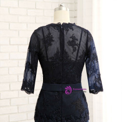 Brilliant Navy Blue 2017 Mother Of The Bride Dresses Sheath 3/4 Sleeves