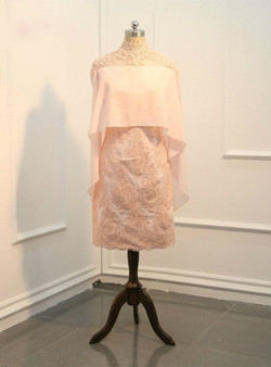 Glamorous Pink 2017 Mother Of The Bride Dresses Sheath Chiffon Lace