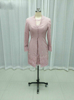 Romance Pink Lace Knee Length Two Pieces Mother Of The Bride Dresses With Jacket