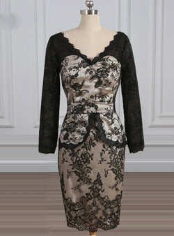 Charming V-Neck Lace Mother of the Bride Dresses 2017 Long Sleeve