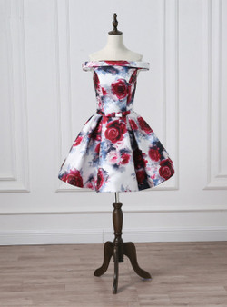 Satin Homecoming Dress Off-Shoulder Homecoming Dress Junior School Dress