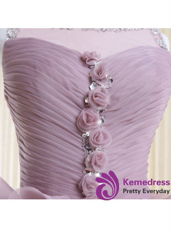 Best Lilac Bateau Neck Handmade Flowers Homecoming Dress