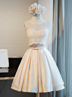 Adorable Short Bridesmaid Dress  Lace Bridesmaid Dress  Satin Bridesmaid Dres