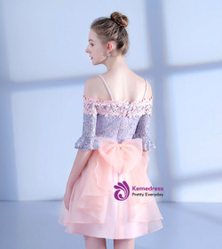 Tulle Homecoming Dress Two Straps Homecoming Dress  Applique Junior School Dress