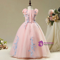 Fairy Tale 2017 Flower Girl Dresses Candy Pink Ball Gown  Beautiful Church Wedding Party Dresses