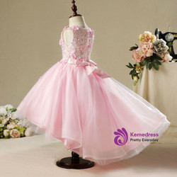 Lovely 2017 Flower Girl Dresses Blushing Pink Scoop Neck Sleeveless Lace Appliques