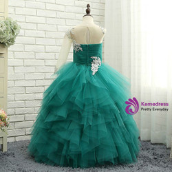 Dreamy Wedding Party Dresses 2017 Flower Girl Dresses Jade Green Ball Gown