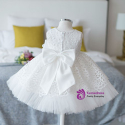 White Real Simple Ball Gown Sleeves Flower Girl Dresses