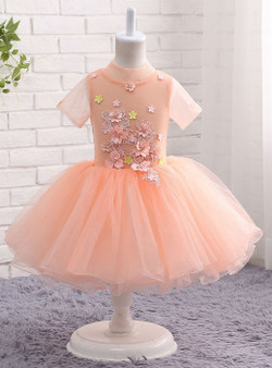 Amazing Sweet 2017 Pink Flower Girl Dress with Lace Applique Floral Ball Gown