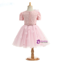 Romantic 2017 High Quailty Flower Girl Dresses for Weddings Elegant Short Sleeve Flowers