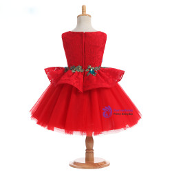 Gorgeous 2017 New Arrival Ball Gown Ruby Flower Girl Dresses for Weddings V Neck Flowers Appliques