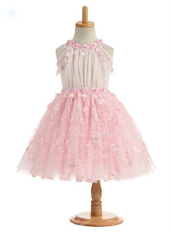 Adorable 2017 A Line Pink Real Photos Flower Girl Dresses Tulle Flowers Appliques