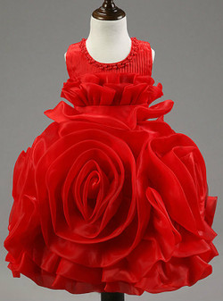 Queenly flower girl dresses for weddings sleeveless zipper back Girls rose ball gown dress short