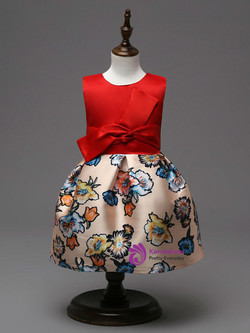 Vintage  little girls print flower girls dresses real photo cotton vintage