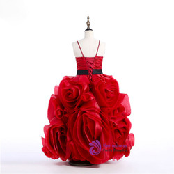Chic Baby Flower Girl Dresses Red Rose Flowers Organza Sexy Sleeveless Flower Girl Dress