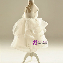 Unique Real photos White organza Flower girl dresses for weddings beads ball gown