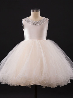 Elegant A-line Champagne Flower Girl Dresses With Beading