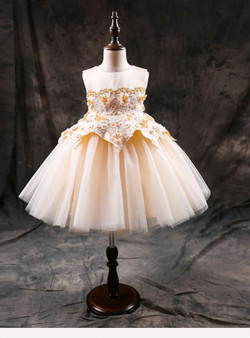 Fashion Flower Girl's Dresses First Communion Dress Birthday Zipper Princess Ball Gowns