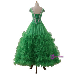 Princess Green Child Pageant Party Dress 2017 Beaded Cap Sleeve Kids Flower