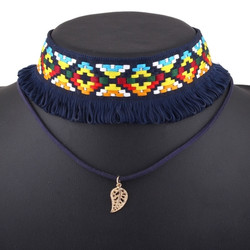 Wonderful Pretty Geometric Knitted Leaf Pendant Choker Necklace
