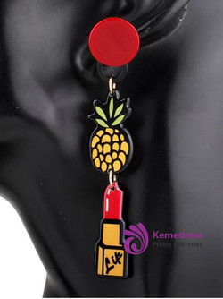 Dreamy Asymmetric Lipstick Heart Tassel Drop Earrings