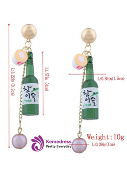 Popular Wine Bottle Faux Pearl Pendant Earrings