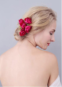 Hair Jewelry With Raw Silk Flowers Beautiful Wedding
