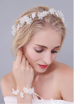 Wedding Hair Jewelry With Pearls Delicate Silk Yarn