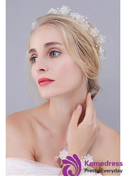 Wedding Hair Jewelry With Pearls Delicate Silk Yarn