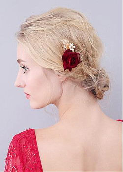 Hair Ornaments With Cloth Roses & Lamina Stunning Alloy Wedding