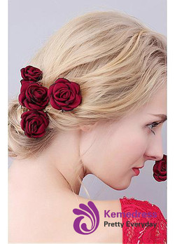 Red Gorgeous Wedding Hair Ornaments With Roses