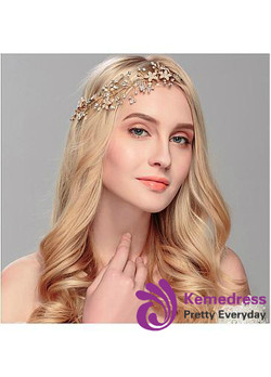 Hair Jewelry With Rhinestones & Pearls Glamoroust Gold Wedding