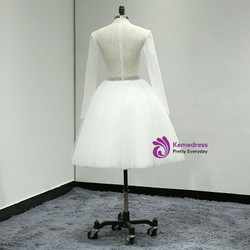 White Knee Length Turkey Lace Long Sleeve  Short Wedding Dress White Knee Length Turkey Lace Long Sleeve  Short Wedding Dress