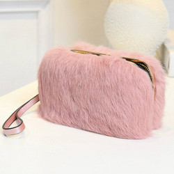 Cheap Metal Trimmed Zip Around Fuzzy Evening Bag