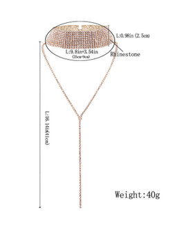 Cheap Luxury Rhinestone Long Chain Choker Necklace