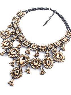 Cheap Metal Plated Gem Inlay Bohemian Necklace