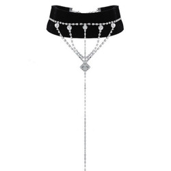 Cheap Vintage Velvet Rhinestone Choker Necklace