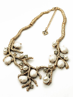 Cheap Stylish Faux Pearl Rhinestone Necklace