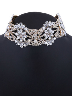 Cheap High-Quality Flower Modeling Rhinestone Choker