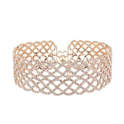 Fashion Luxury High Quality Wide Rhinestone Choker Necklace