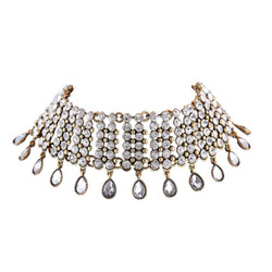 Cheap Wide Rhinestone Water-Drop Choker Necklace