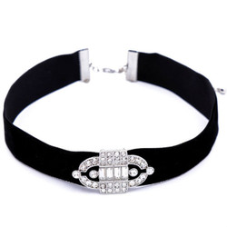 Cheap Trendy Rhinestone Choker Velvet Necklace