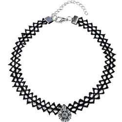 Cheap Faux Crystal Floral Shape Choker Necklace